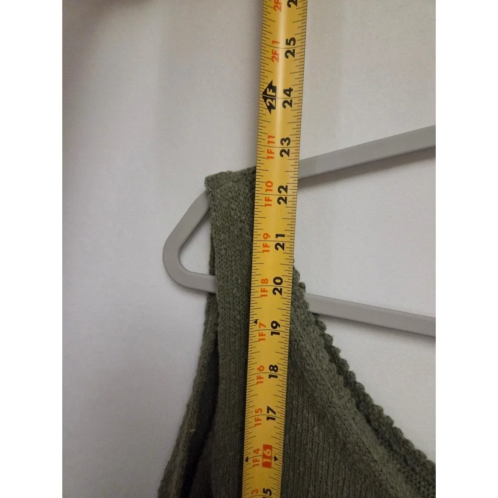 Tommy Bahama Womens Olive‎ Green V-Neck Knit Sweater Tank Top XL Scalloped Trim